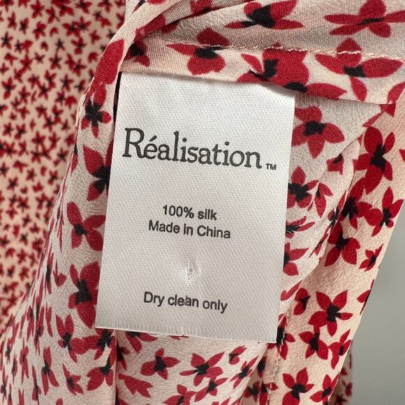 Realisation Par Red Floral The Amelia Midi Dress Size Large - Picture 8 of 10